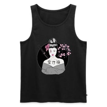 Modern Geisha Japan - Men's Premium Organic Tank Top - black - Front - AI Model Male 178 light (178cm)