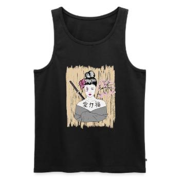Démons Japonais Geisha Vintage - Débardeur bio Premium Homme - noir - Devant - Michal (187cm)
