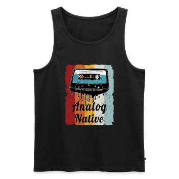 Retro Cassette Fan Cassette Motif - Men's Premium Organic Tank Top - black - Front - AI Model Male 178 light (178cm)