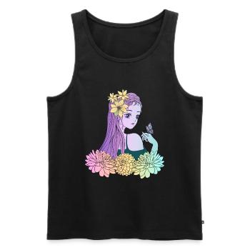 Manga Girl Anime Fille Papillon - Débardeur bio Premium Homme - noir - Devant - Michal (187cm)