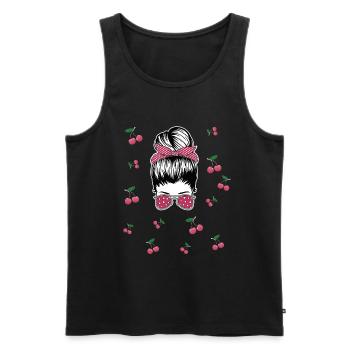 Rockabilly Girl aux cerises - Débardeur bio Premium Homme - noir - Devant - Michal (187cm)