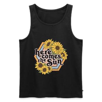 Here Comes The Sun - Sonnenblumen - Männer Premium Bio Tank Top - Schwarz - Vorne - AI Model Male 178 light (178cm)