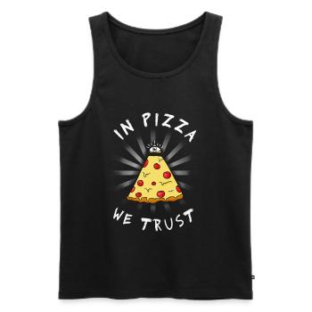 Pizza All Seeing Eye Illuminati Funny Food auge ma - Männer Premium Bio Tank Top - Schwarz - Vorne - AI Model Male 178 light (178cm)