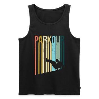 Parkour Rétro - Débardeur bio Premium Homme - noir - Devant - AI Model Male 178 light (178cm)