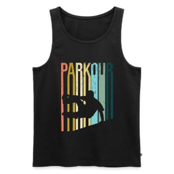 Parkour Rétro - Débardeur bio Premium Homme - noir - Devant - AI Model Male 178 light (178cm)
