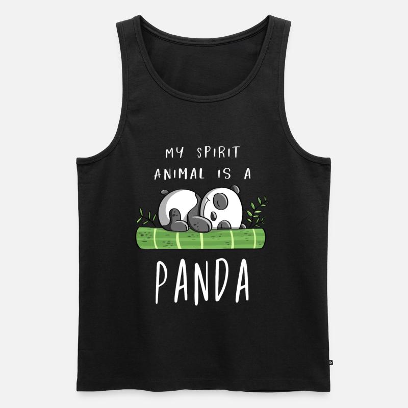 Mon esprit Animal est un panda - Panda Bear - Comic - Débardeur bio Premium Homme - noir