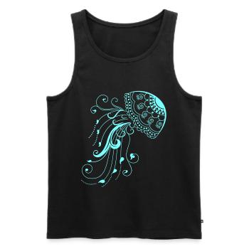 Qualle Meerestier Neon fisch Strand - Männer Premium Bio Tank Top - Schwarz - Vorne - Michal (187cm)