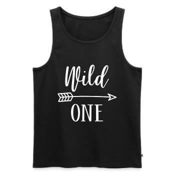 Drôles de phrases Idée de cadeau - Débardeur bio Premium Homme - noir - Devant - Michal (187cm)