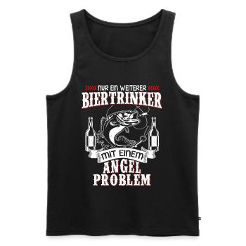 Beer drinker Angler Angel saying - Men's Premium Organic Tank Top - black - Front - Michal (187cm)