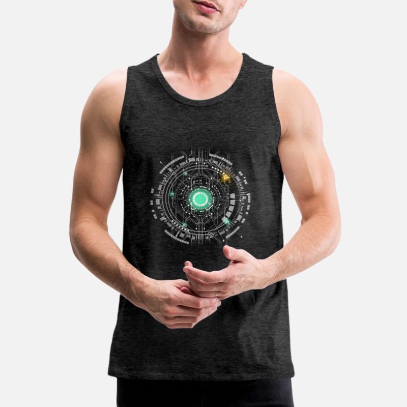 nerd CPU core computer code pc board spaceship Men's Premium Organic Tank Top