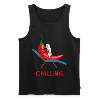 chilli, chilling, chilli, lazybones, lazy - Men's Premium Organic Tank Top - black - Front - Michal (187cm)
