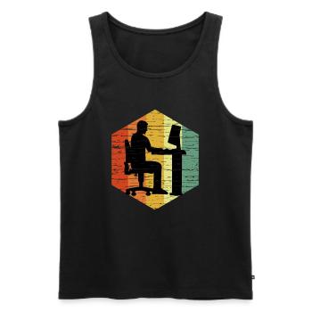 Vintage Programmer T-Shirt - Männer Premium Bio Tank Top - Schwarz - Vorne - AI Model Male 178 light (178cm)