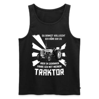 In Gedanken fahre ich meinen Traktor - Männer Premium Bio Tank Top - Schwarz - Vorne - Michal (187cm)