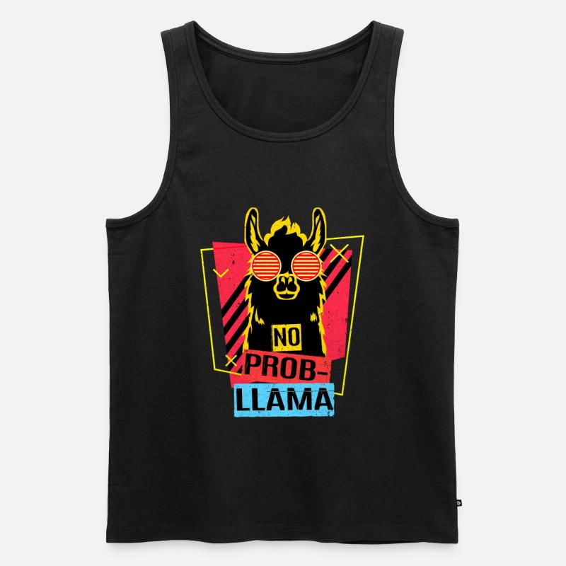 Lama - Männer Premium Bio Tank Top - Schwarz