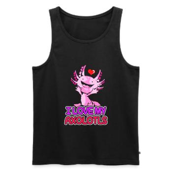 Axolotl Reptile Salamandre Aquarium Kawaii Lurch - Débardeur bio Premium Homme - noir - Devant - AI Model Male 178 light (178cm)