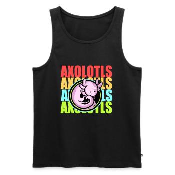 Axolotl Reptile Salamandre Aquarium Kawaii Lurch - Débardeur bio Premium Homme - noir - Devant - AI Model Male 178 light (178cm)