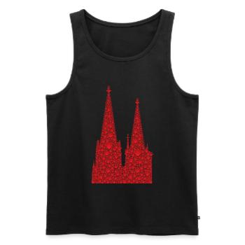Cathédrale de Cologne Coeurs Kölle Amour Coeur Carnaval Cologne - Débardeur bio Premium Homme - noir - Devant - AI Model Male 178 light (178cm)