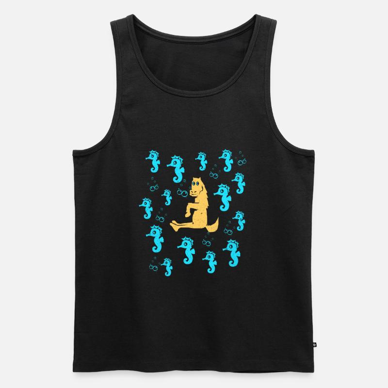 Seepferd - Männer Premium Bio Tank Top - Schwarz