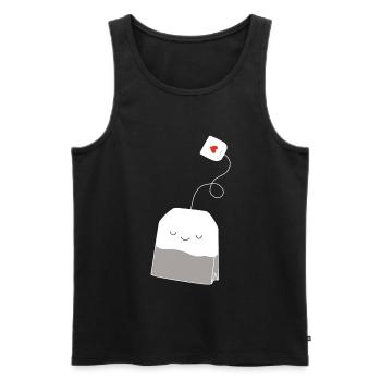 Tea teabag heart - Men's Premium Organic Tank Top - black - Front - AI Model Male 178 light (178cm)