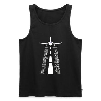 Pilote alphabet pilote avion - Débardeur bio Premium Homme - noir - Devant - AI Model Male 178 light (178cm)
