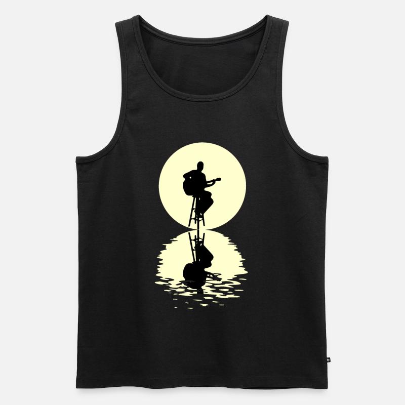 Guitar Moon - Männer Premium Bio Tank Top - Schwarz