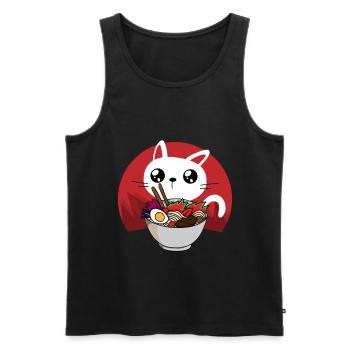 Kawaii ramen cat - Men's Premium Organic Tank Top - black - Front - Michal (187cm)