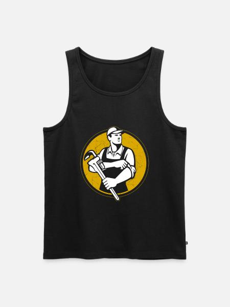 Klempner Handwerker Rohr - Männer Premium Bio Tank Top - Schwarz