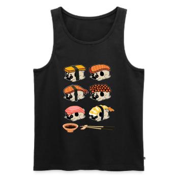 Sushi Hunde Süß Mops - Männer Premium Bio Tank Top - Schwarz - Vorne - Michal (187cm)