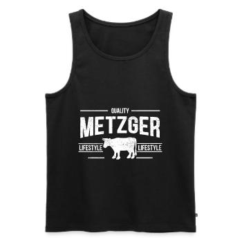 Metzger Lifestyle Schlachter Fleischfresser - Männer Premium Bio Tank Top - Schwarz - Vorne - Michal (187cm)