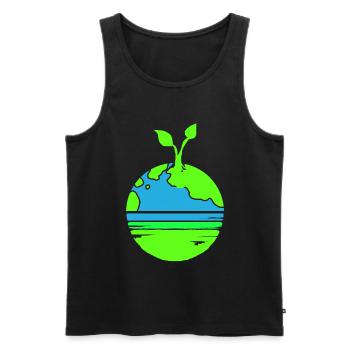 Changement climatique Earth Day Protection de l’environnement Bio Terre - Débardeur bio Premium Homme - noir - Devant - Michal (187cm)
