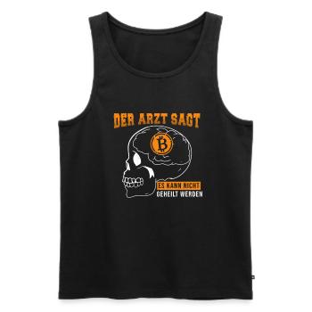 Bitcoin dans la tête - Débardeur bio Premium Homme - noir - Devant - AI Model Male 178 light (178cm)
