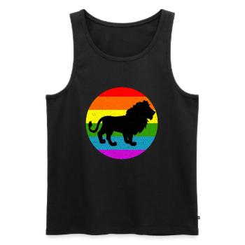 Rainbow Lion - Männer Premium Bio Tank Top - Schwarz - Vorne - AI Model Male 178 light (178cm)