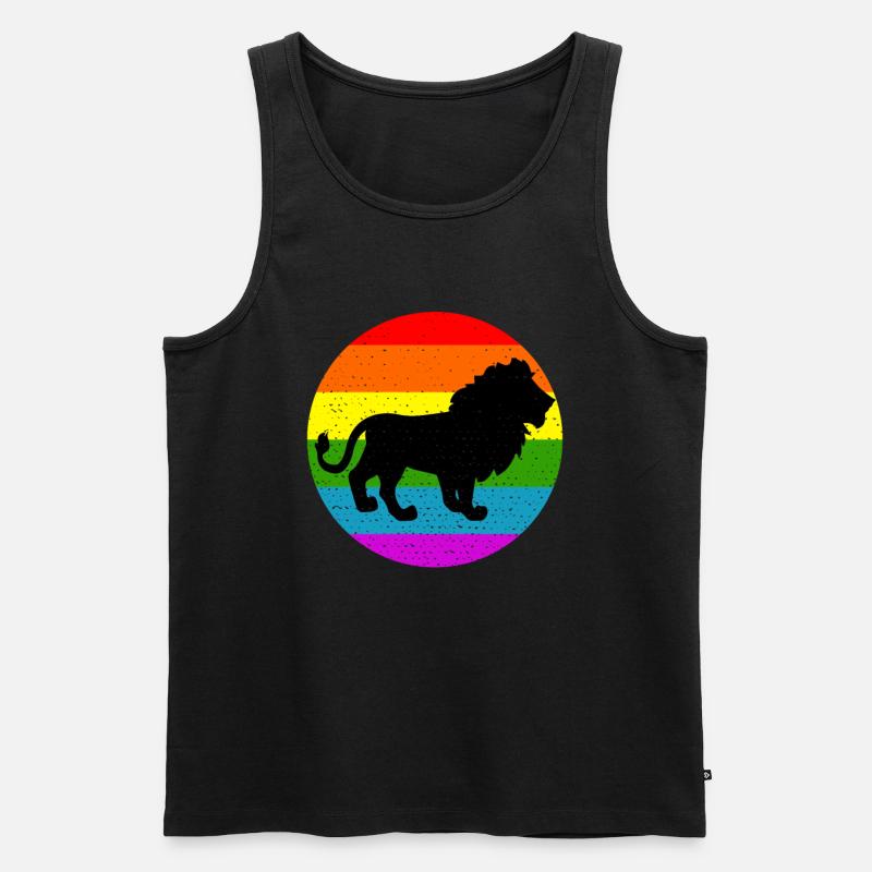 Rainbow Lion - Männer Premium Bio Tank Top - Schwarz
