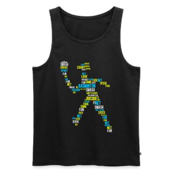 Badminton Badminton joueur de badminton - Débardeur bio Premium Homme - noir - Devant - AI Model Male 178 light (178cm)