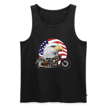 Eagle Head USA Motorcycle Biker Chopper - Men's Premium Organic Tank Top - black - Front - Michal (187cm)