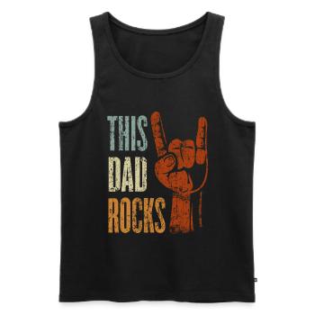 This Dad Rocks Rock n Roll Heavy Metal Geschenk - Männer Premium Bio Tank Top - Schwarz - Vorne - Michal (187cm)
