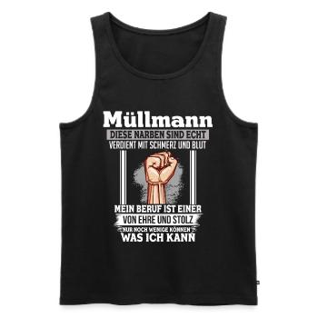 Müllmann Ehre Stolz Narben Faust Beruf - Männer Premium Bio Tank Top - Schwarz - Vorne - AI Model Male 178 light (178cm)