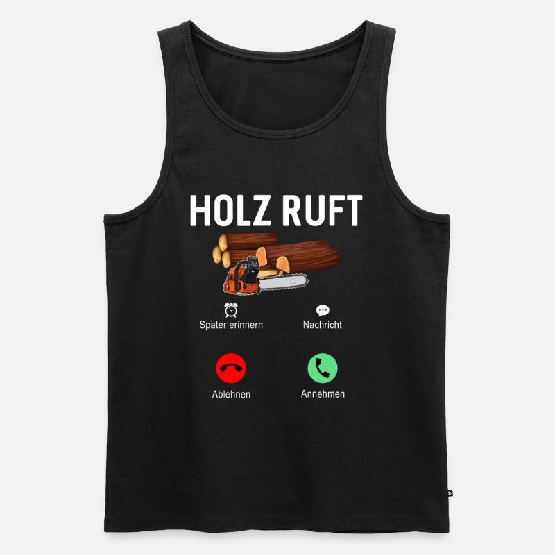 Holz ruft an Telefon - Männer Premium Bio Tank Top - Schwarz