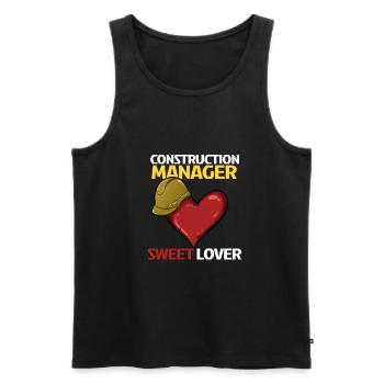 Ouvrier de la construction Coeur Amour Design - Débardeur bio Premium Homme - noir - Devant - Michal (187cm)