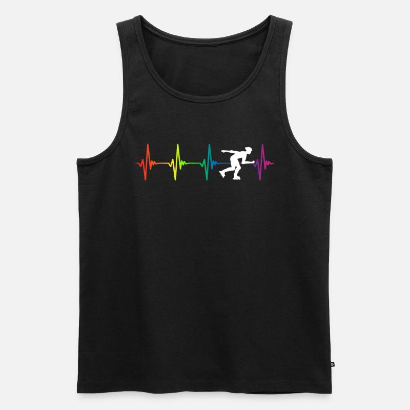 Roller Blade Rainbow Heartbeat - Männer Premium Bio Tank Top - Schwarz