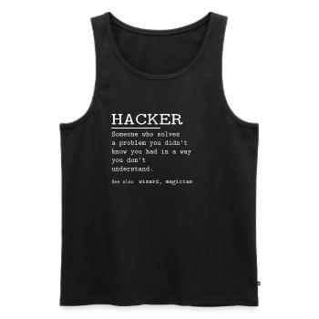 HACKER - Männer Premium Bio Tank Top - Schwarz - Vorne - AI Model Male 178 light (178cm)