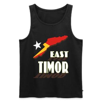 Karte von Osttimor mit dynamischem Schriftzug - Männer Premium Bio Tank Top - Schwarz - Vorne - AI Model Male 178 light (178cm)