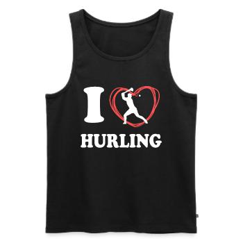 Hurling Tee For Women - Männer Premium Bio Tank Top - Schwarz - Vorne - Michal (187cm)