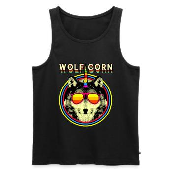 WOLFICORN Wolf Licorne - Débardeur bio Premium Homme - noir - Devant - Michal (187cm)