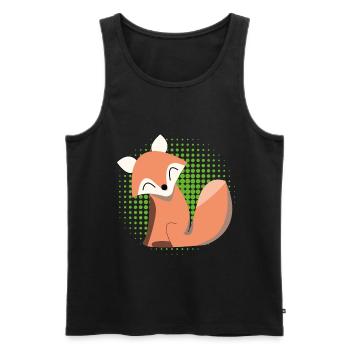 Smiling fox in halftone - Men's Premium Organic Tank Top - black - Front - Michal (187cm)