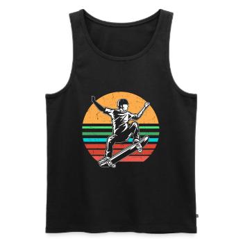 Skateboard vintage - Débardeur bio Premium Homme - noir - Devant - AI Model Male 178 light (178cm)