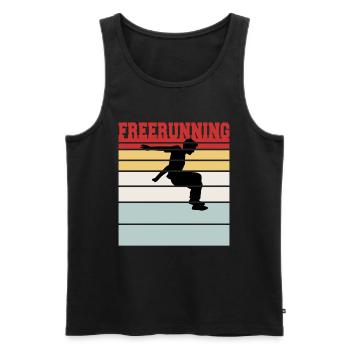 Retro Freerunning Team Tee Shirt - Männer Premium Bio Tank Top - Schwarz - Vorne - Michal (187cm)