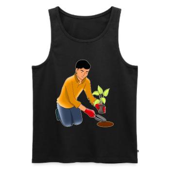 Gartenarbeit - Männer Premium Bio Tank Top - Schwarz - Vorne - Michal (187cm)