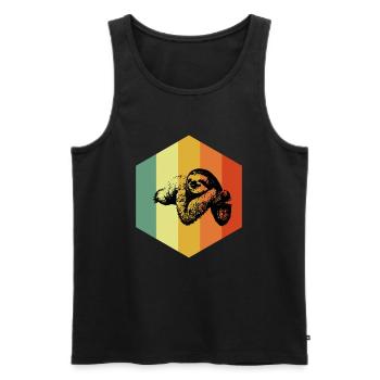 SLOTH Vintage Animal Tee - Männer Premium Bio Tank Top - Schwarz - Vorne - AI Model Male 178 light (178cm)