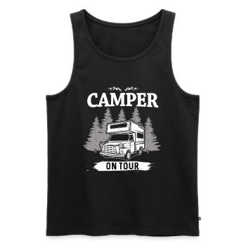 Campeur en tournée - Débardeur bio Premium Homme - noir - Devant - AI Model Male 178 light (178cm)